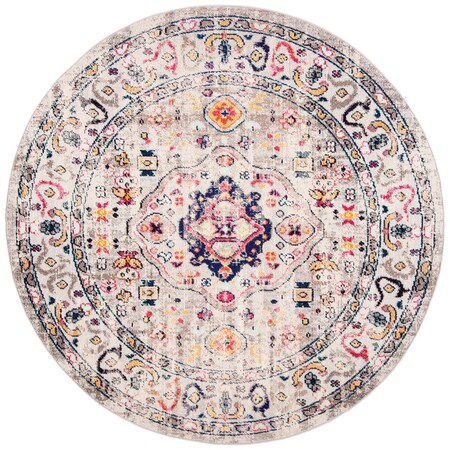 Safavieh 3 x 3 ft. Madison 400 Power Loomed Round Area Rug; Grey & Blue MAD468F-3R
